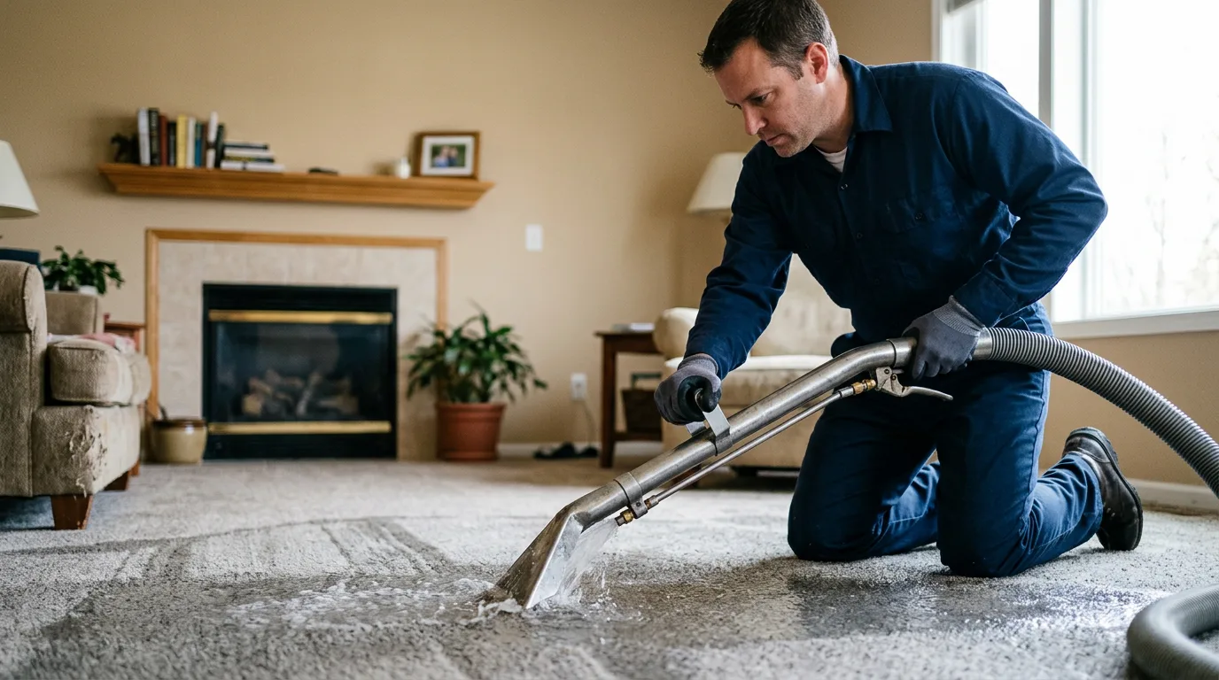 Water damage restoration technician working near Durham, CT